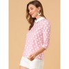 Allegra K Women's Polka Dots Contrast Peter Pan Collar 3/4 Sleeves Blouse - 4 of 4