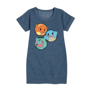 - Pokémon - Squirtle, Bulbasaur, & Charmander Group Graphic Short Sleeve Fleece Dress - 1 of 3