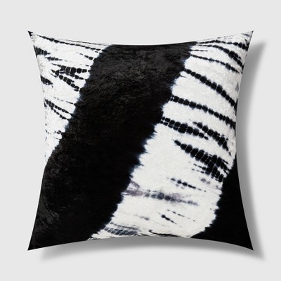 22"x22" Oversized Square Electric Velvet Throw Pillow White/Black - NFC Home