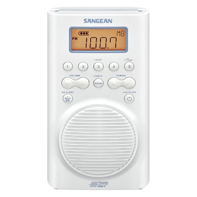 Sangean Portable 3-Band AM/FM/Weather-Alert Shower Clock Radio, Waterproof, White - Thumbnail 4
