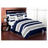 Navy and Gray Stripe Bedding Set (Twin) - 4pc  - Sweet Jojo Designs