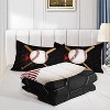 Acoinel 3 Pcs Baseball Lightwight Ultra Soft Comforter Set with 2 Pillowcases, Black - 3 of 4