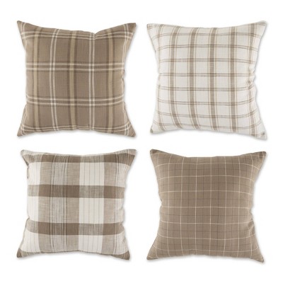 4pk 18"x18" Mixed Plaid Square Throw Pillow Covers - Design Imports