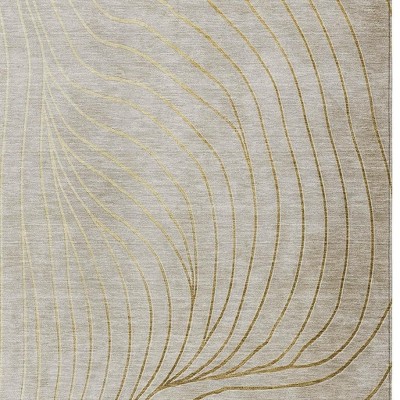 HomeRoots 10' X 14' Beige And Silver Abstract Washable Indoor Outdoor Area Rug