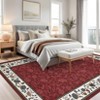 Washable Vintage Rug Non Slip Low Pile Rug Soft Throw Floor Cover Floral Foldable Indoor Carpet for Living Room Bedroom Playroom - 4 of 4