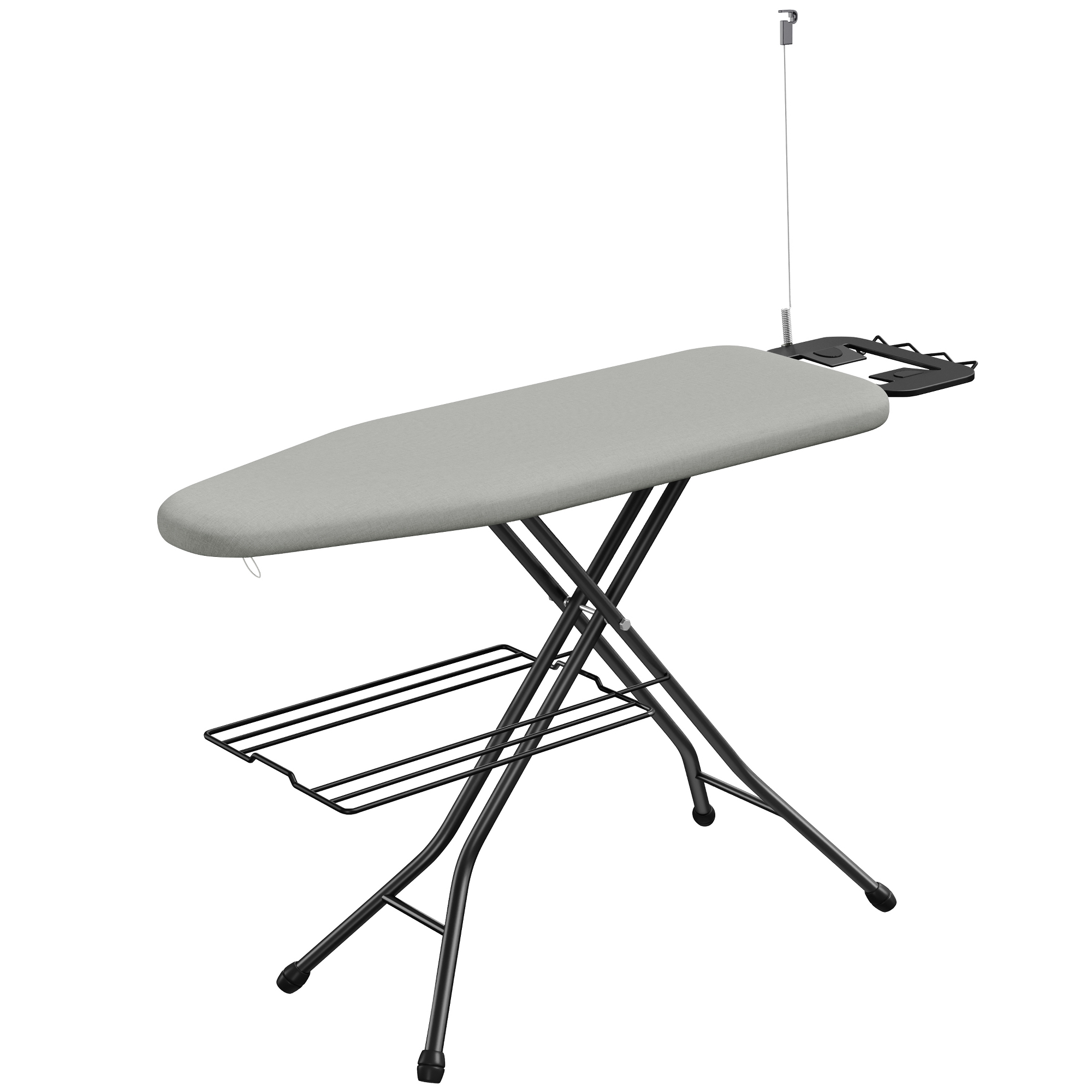 Yaheetech Foldable Height-adjustable Iron Table with 4-layer Pad, Cord Holder, Clothes Rack for Laundry, Gray