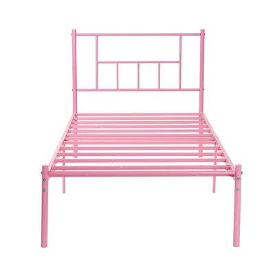 VECELO Metal Platform Bed Frame Queen/Full/Twin Size, Heavy Duty Bed Frame with Headboard & Footboard Black/White/Gold/Pink