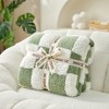 Snuggle Sac Faux Fur Checkered Throw Blanket, Fluffy Feather Yarn Blend Bedding Blankets for Couch or Bed - 2 of 4