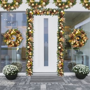 6FT Artificial Gold Christmas Garland - PVC Greenery with Balls, Pinecones & Foliage, Holiday Decor for Mantel, Staircase, Indoor Outdoor - 1 of 4