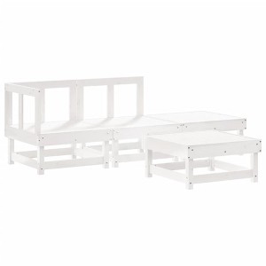 vidaXL Patio Lounge Set - 4 Piece Outdoor White Pine Wood - Modular Garden Furniture for Patio, Garden, Deck or Terrace - 1 of 4