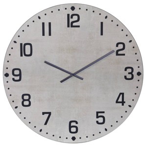 Metal and Wood Spencer Industrial Wall Clock with Chalk White - StyleCraft: 35.5" Analog, Indoor Use, No Battery Included - 1 of 3