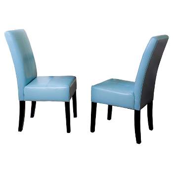 Set of 2 T-Stitch Leather Dining Chair Blue - Christopher Knight Home