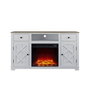 60" Farmhouse TV Stand with Electric Fireplace, Storage & Cable Management - Festivo - 1 of 4