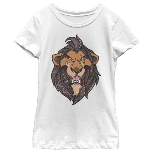 Girl s Lion King Scar Decorative Mane T Shirt White X Small