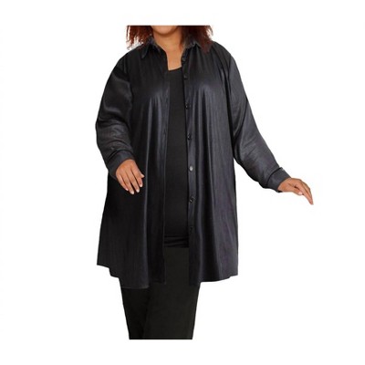 Women's Long Sleeve Button Up Rodie Oversize Tunic - Plus Size - On The Plus Side