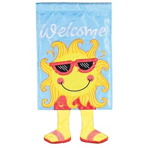 Dicksons Magnolia Garden Welcome Sun With Glasses Yellow 18 x 13 Polyester Crazy Legs Outdoor Garden Flag - 1 of 2