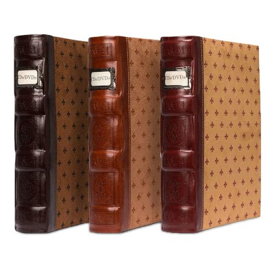 Bellagio-Italia Tuscany CD/DVD Storage Binder - Crimson, Cognac, & Chestnut - 144-Disc Capacity - 3 Pack