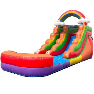 Pogo Bounce House Crossover Kids Inflatable Water Slide, Rainbow Cloud with Blower, 12 ft - 1 of 4