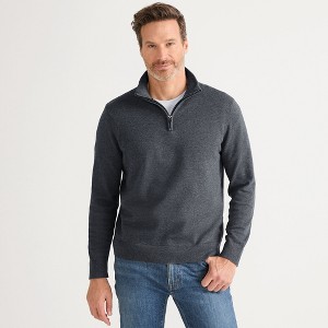 Lands' End Men's Long Sleeve Fine Gauge Cotton Quarter Zip Sweater - 1 of 4