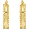 14k Yellow Gold 3.5mm Diamond Cut Edge & Polished Hoop Earrings - 3 of 4