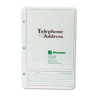 Wilson Jones Looseleaf Phone/Address Book Refill 5 1/2 x 8 1/2 80 Sheets 812R