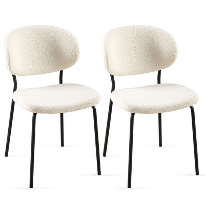 NicBex Set of 2 Dining Chair Modern Upholstered Fabric Side Chair with Curved Backrest & Metal Legs for Kitchen,Dining Room