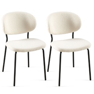 NicBex Set of 2 Dining Chair Modern Upholstered Fabric Side Chair with Curved Backrest & Metal Legs for Kitchen,Dining Room - 1 of 4