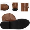BLISSFUL STEP Buckle Chunky Low Heel Side Zipper Knee High Riding Boots for Women - 3 of 4