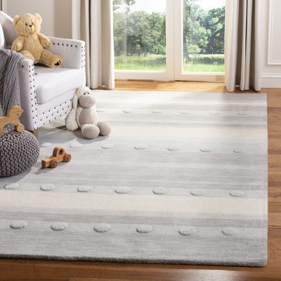 Gray and Ivory Hand-Tufted Wool Kids 6' x 9' Rug
