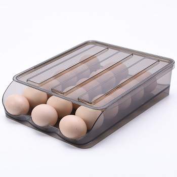OnDisplay Stackable Acrylic Gravity Egg Tray Holder for Fridge (Brown, Single Tray)