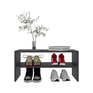 AZL1 Life Concept Shoe Rack Norris with 2 Shelves Melamine Particle Board Walnut Easy Assembly for Bedroom Small Spaces, Black, 32.68"*18.5"*3.54" - 1 of 4