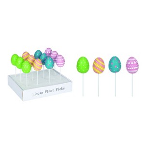 Transpac Resin 9.25 in. Multicolor Easter Egg Picks In Display Set of 12 - 1 of 2