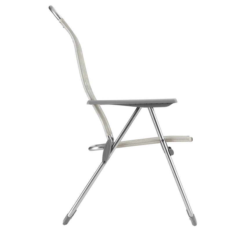 Lafuma Alu Cham Adjustable Lightweight Ergonomic Rust-Free Outdoor Folding Patio Armchair with 5 Seating Positions & Batyline Ventilated Fabric, Rye, 4 of 7