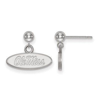 Black Bow Jewelry 14k White Gold Mississippi Rebels NCAA Dangle Earrings