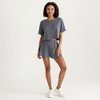 Anna-Kaci Lounge Women's Ribbed Pajama Set with Cropped Short Sleeve Top Crew Neckline and Elastic Waist Lounge Shorts - 3 of 4