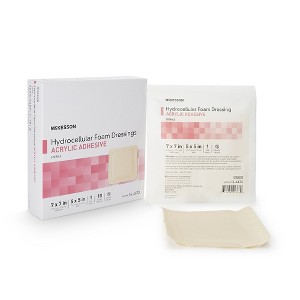 McKesson Foam Dressing 7 x 7" Square With Border Film Backing 16-4673 10 per Box - 1 of 4