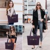 Laptop Bag for Women, Stylish Diamond Quilted Work Tote with Clutch Purse, 15 inch Purple Tote - 2 of 4