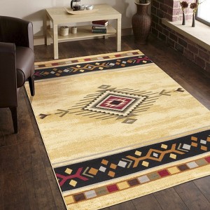 Okak Southwest Area Rug with Low Pile Design, Durable Jute Rug with Fluffy Surface, Living Room Rug for Bedroom, Kitchen - 1 of 4