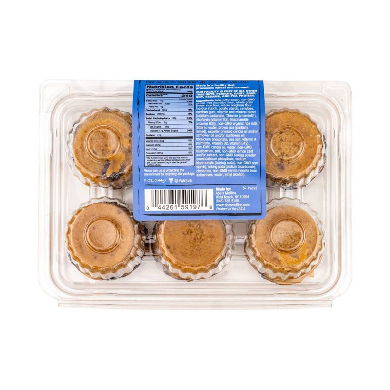 Abe&#39;s Mom&#39;s Vegan Gluten Free Blueberry Mini Muffins - 5oz/6pk, 4 of 7