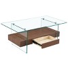 FURNIinspire Coffee Tables 43.3 Inch Modern Coffee Table, Living Room Furniture, Glass Tabletop Rectangular Sofa Table, Brown, 41.3"*23.6"*16.7" - 4 of 4