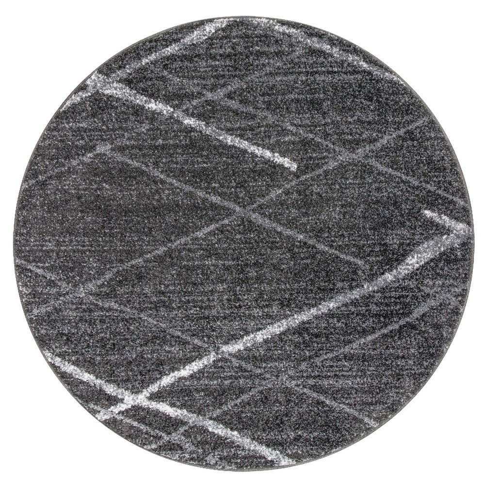 6' Round Thigpen Area Rug Dark Gray - nuLOOM