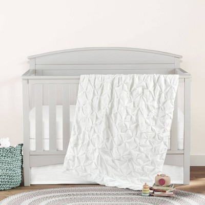 Lush Décor Crib Bedding Set Ravello Pintuck Embellished Soft Baby/Toddler - White - 3pc
