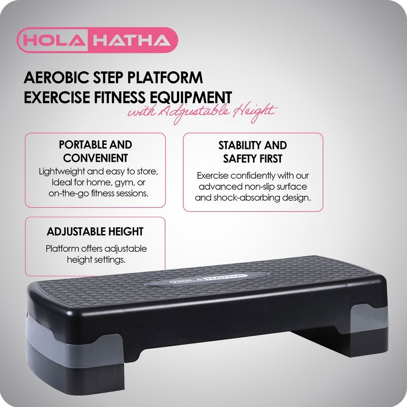 HolaHatha Compact Portable Aerobic Step Platform Workout Exercise Equipment, 2 of 7