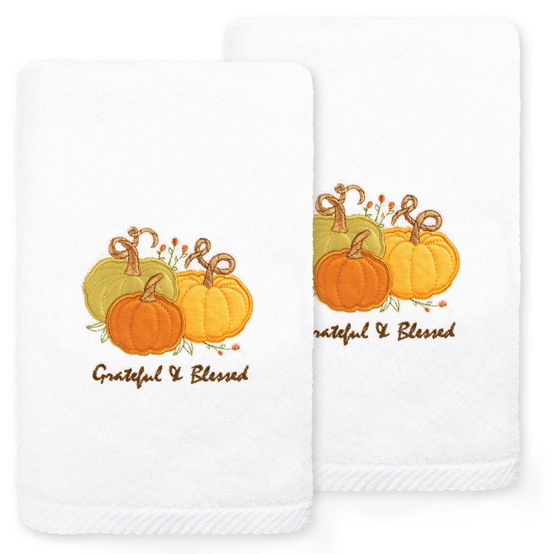 2pc &#39;Grateful &#38; Blessed&#39; Hand Towel Set White - Linum Home Textiles, 5 of 6
