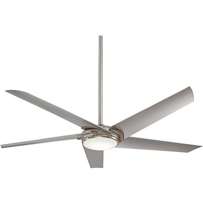 60" Minka Aire Modern Indoor Ceiling Fan with LED Light Remote Control Brushed Nickel Opal Glass for Living Room Kitchen Bedroom