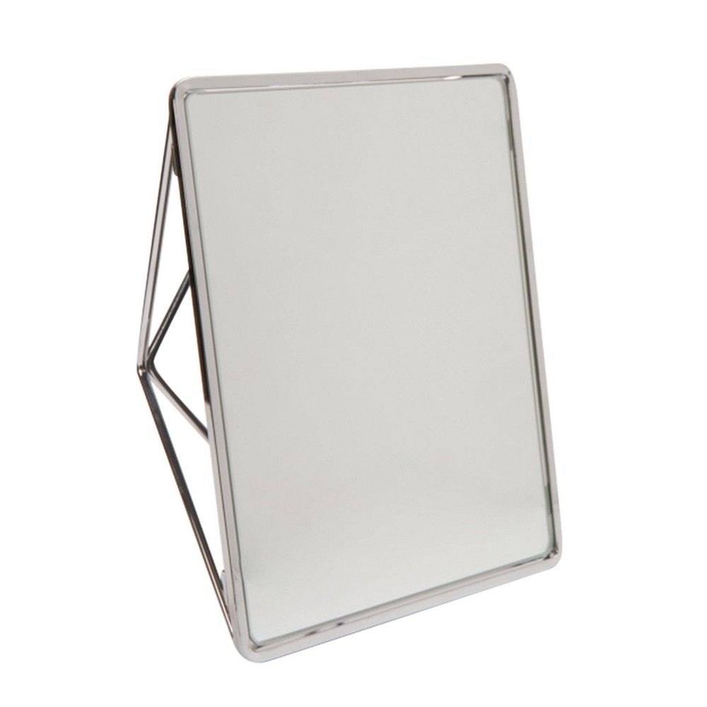 Photos - Wall Mirror Geometric Vanity Mirror Chrome - Home Details: Freestanding Metal Frame, Bathroom & Desk Accessory