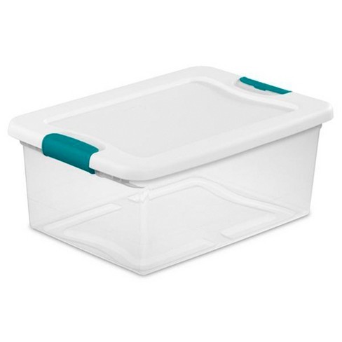 mDesign Plastic Storage Bin Box Container, Lid, 8.5 x 15 x 6.2, Clear/Clear