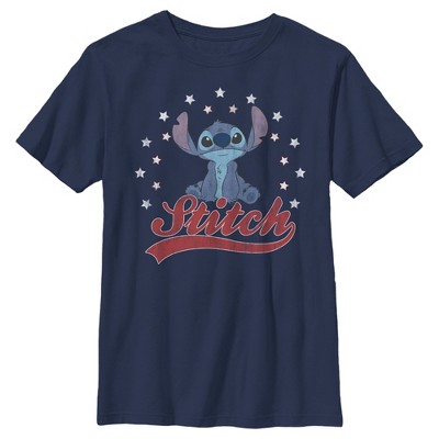 Boy's Lilo & Stitch Red, White, And Blue Stars T-shirt : Target