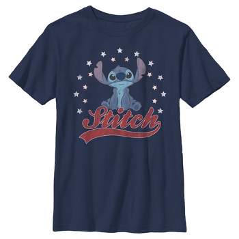 Girl's Lilo & Stitch Red, White, And Blue Stars T-shirt - Tahiti Blue ...