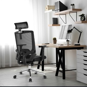 SKONYON Mesh Office Chair High Back Ergonomic Swivel Chair w/ Headrest - 1 of 4